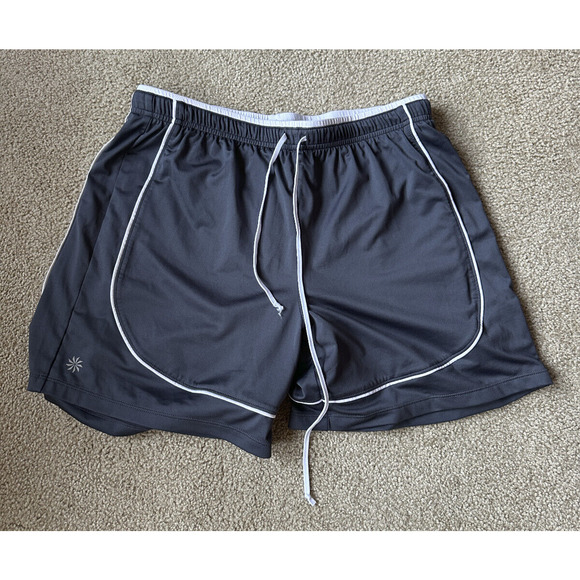 2 Athleta Take Two Running Shorts Double Layered Lined Women's Small Gray Black - Picture 2 of 9